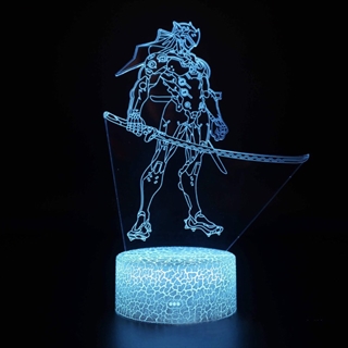 Overwatch Genji 3D lampe med fjernbetjening - dæmpbar